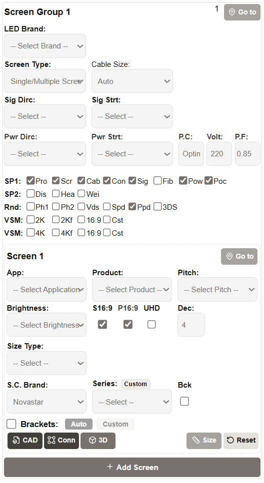 LED Proposal Calculator — configure screens, auto-calculate sending cards and signal routing